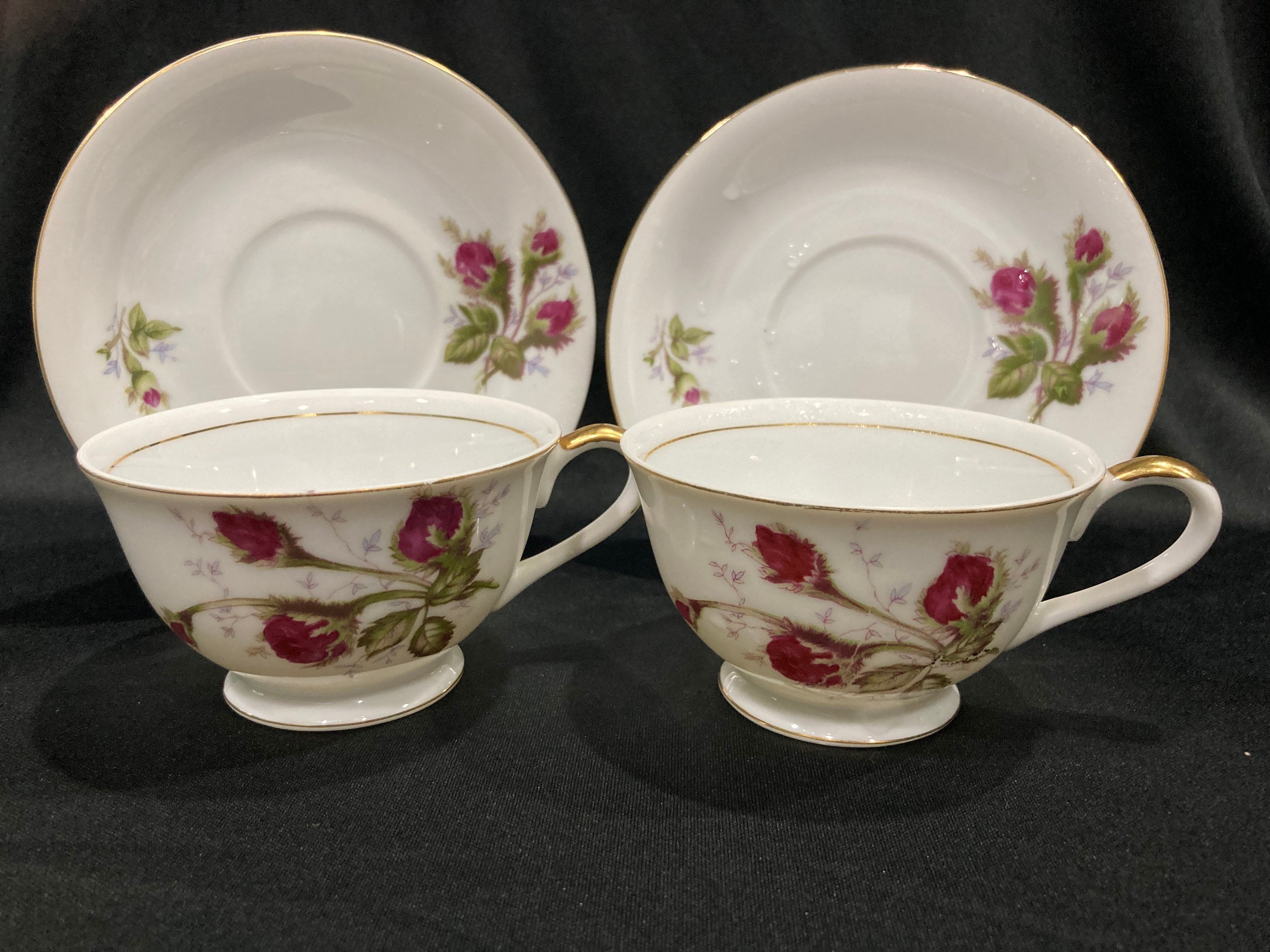 Thames China, Made in Japan, Moss Rose, Cup and Saucer - Set of 2