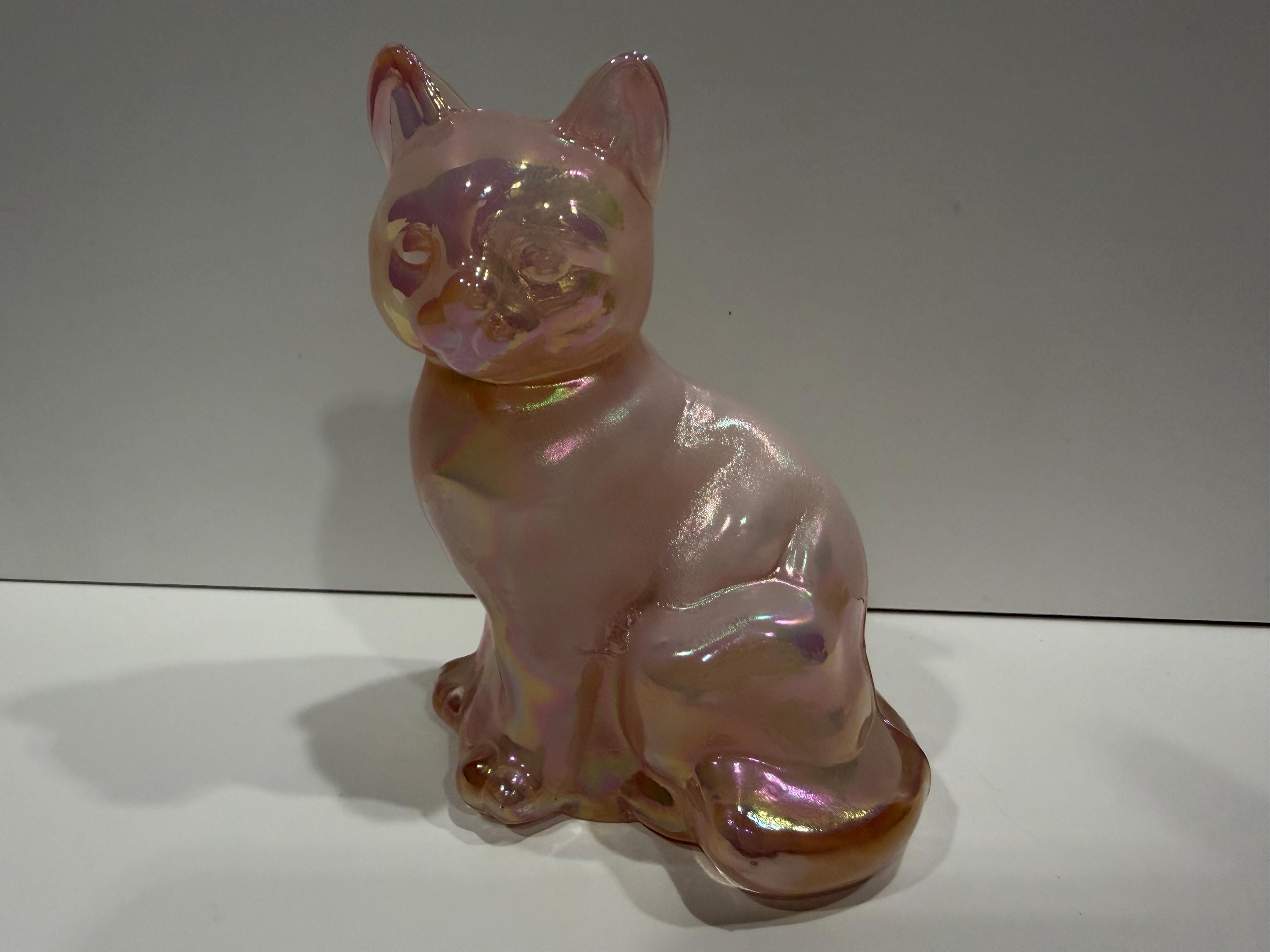 Fenton Glass Pink Cat - Etsy