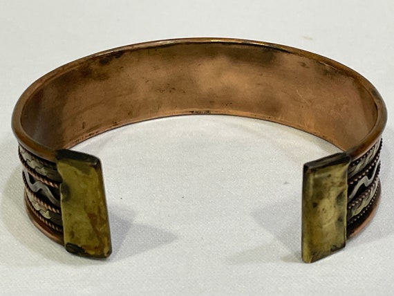 Copper and Brass Bracelet with Native American De… - image 4