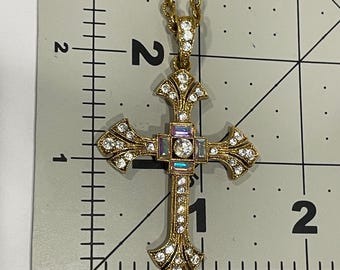 Vatican Library Jewelry, Cross Necklace With Rhinestones Cross