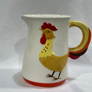 Hold Howard China, Rooster Creamer with Blumed Tail Handle, PItcher Style Creamer, Chicken Creamer