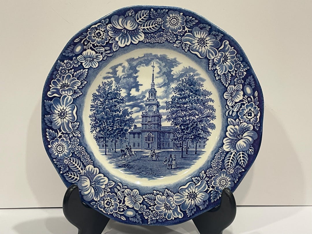 Vintage Liberty Blue Dinner Plate, Independence Hall