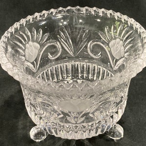 Clear Cut Crystal Candy Bowl, Crystal Three Footed Bowl, Crystal Candy Bowl