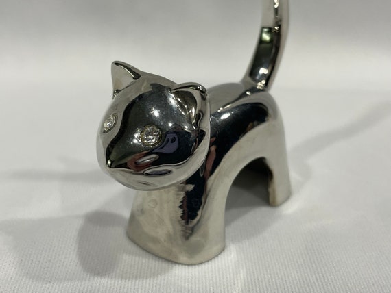 Cat Tail Ring Holder, Silvertone Cat Tail Ring Ho… - image 2