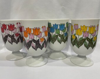 Mann Made Mug, Floral Pedestal Coffee Cups, Flower  Coffee Mug - Set of 4