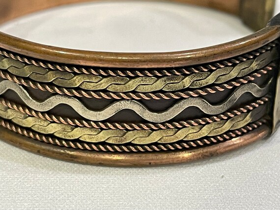 Copper and Brass Bracelet with Native American De… - image 8