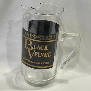 Black Velvet Canadian Whiskey Pub Jug, Bar Pitcher, Glass Pitcher