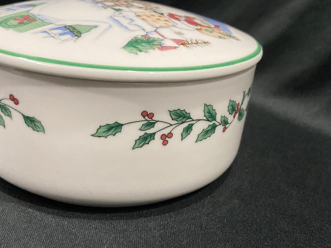 Nikko Christmas Santa on Roof Top Porcelain Candy Dish Etsy