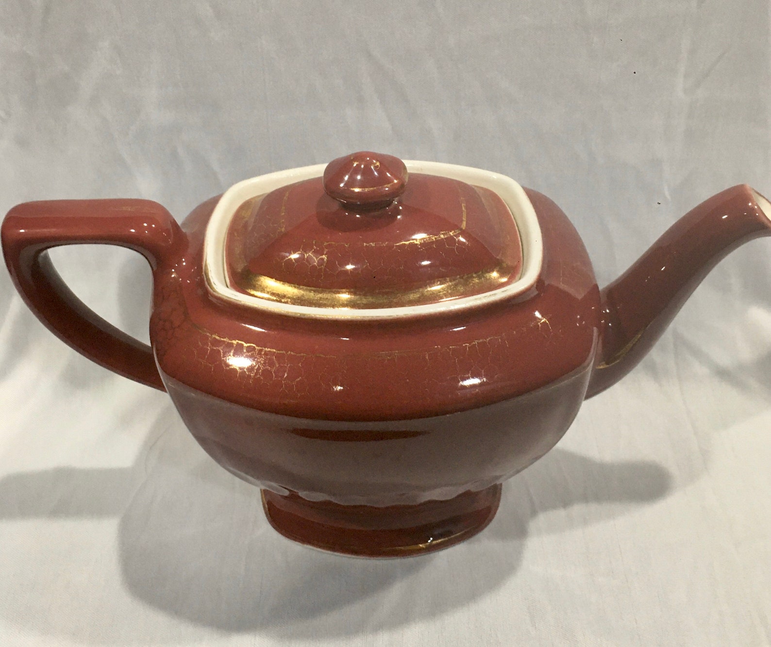 Vintage Hall Pottery Teapot Hollywood Vintage Burgundy S7714 Etsy