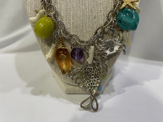 YOSCA Vintage Seashell Charm Necklace, Beachcomber Enamel Crab