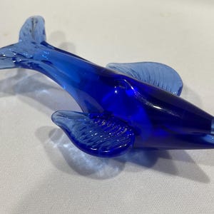 Art Glass, Hand Blown Cobalt Glass Dolphin, Glass Dolphin, Blue Glass Fish
