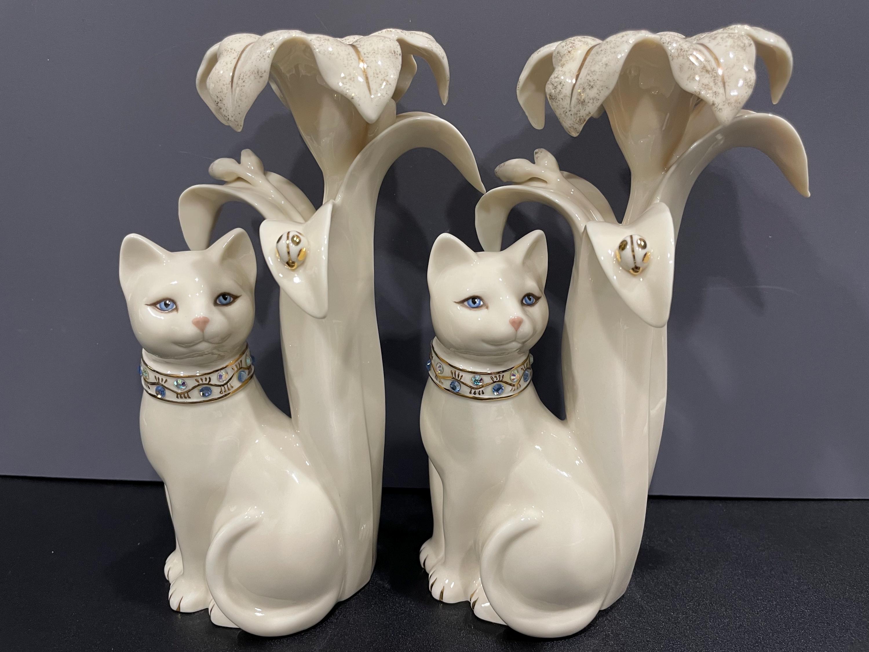 Lenox Jeweled Cat Candlestick - Set of 2 - Etsy
