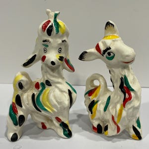 MCM Colorful Ceramic Animals Made in Japan, Colorful Lama and Poodle
