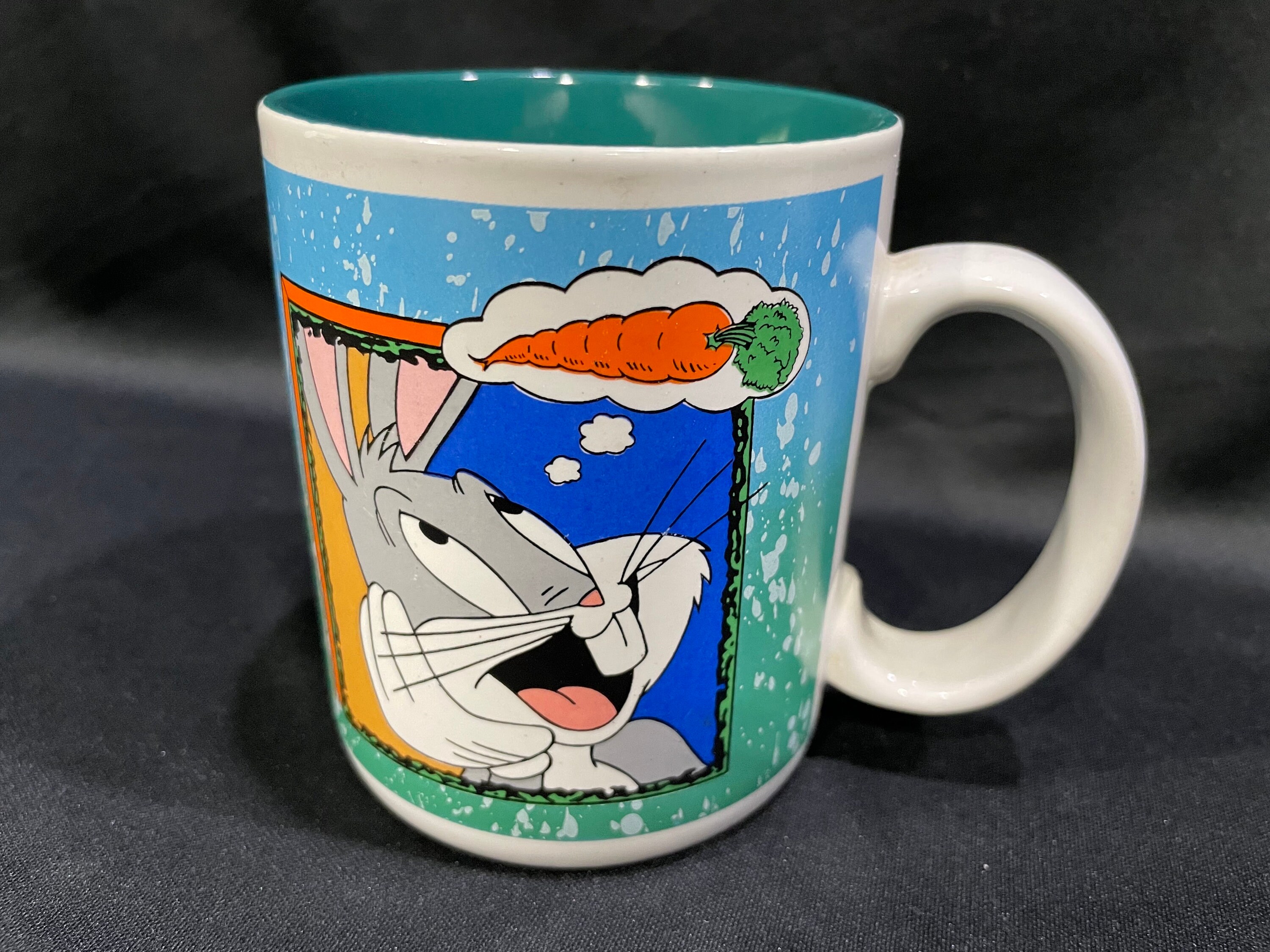 Vintage Six Flags Bugs Bunny Mug, Green Interior - Etsy