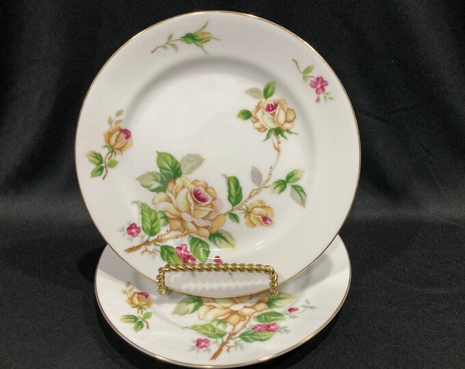 Vintage Lynmore Fine China, Japan, Golden Rose, Bread and Butter Plates