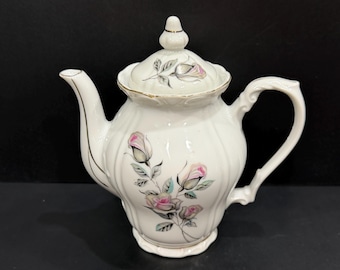 Pink and Grey Rose Two Cup Floral Teapot