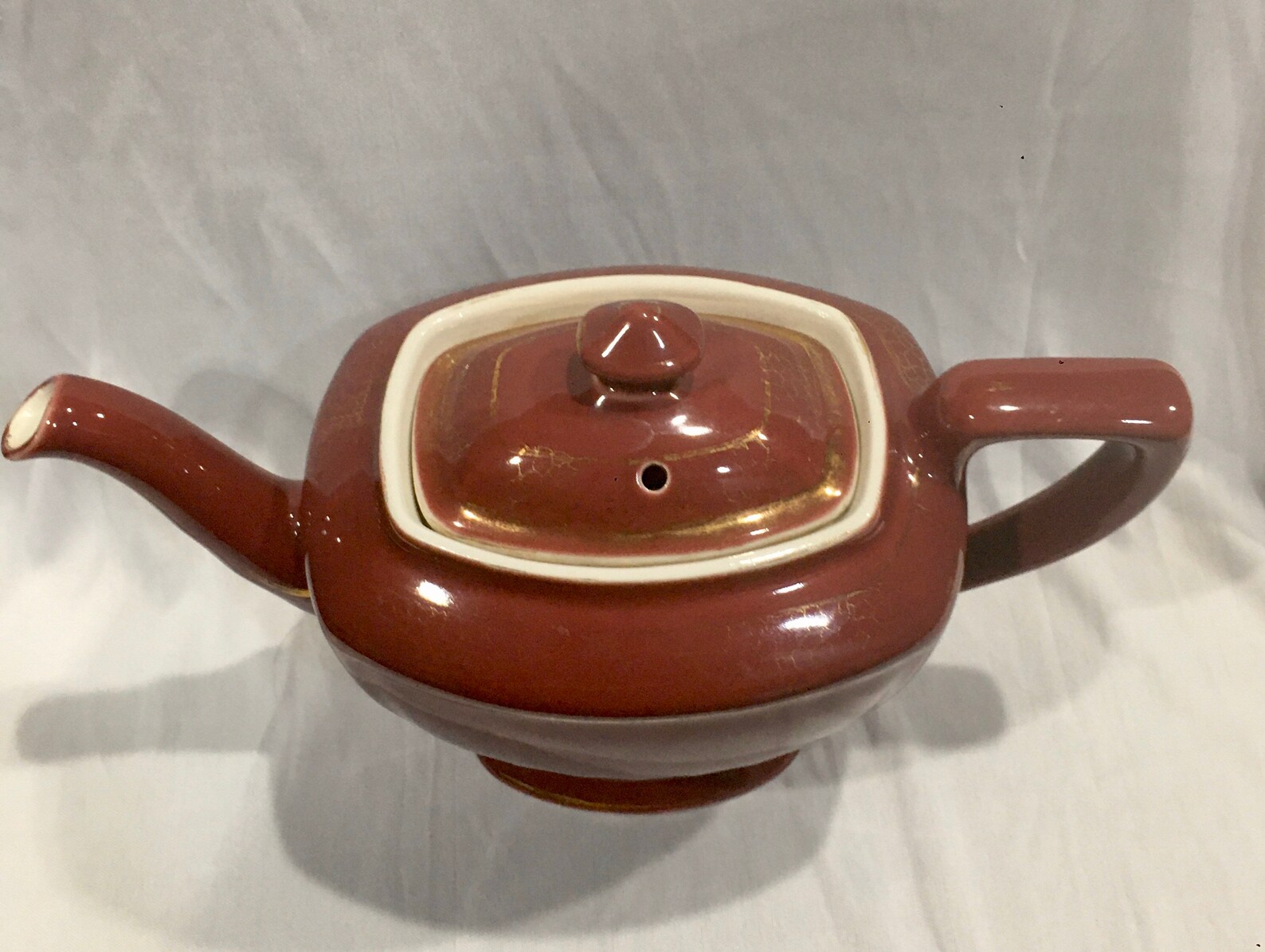 Vintage Hall Pottery Teapot Hollywood Vintage Burgundy S7714 Etsy