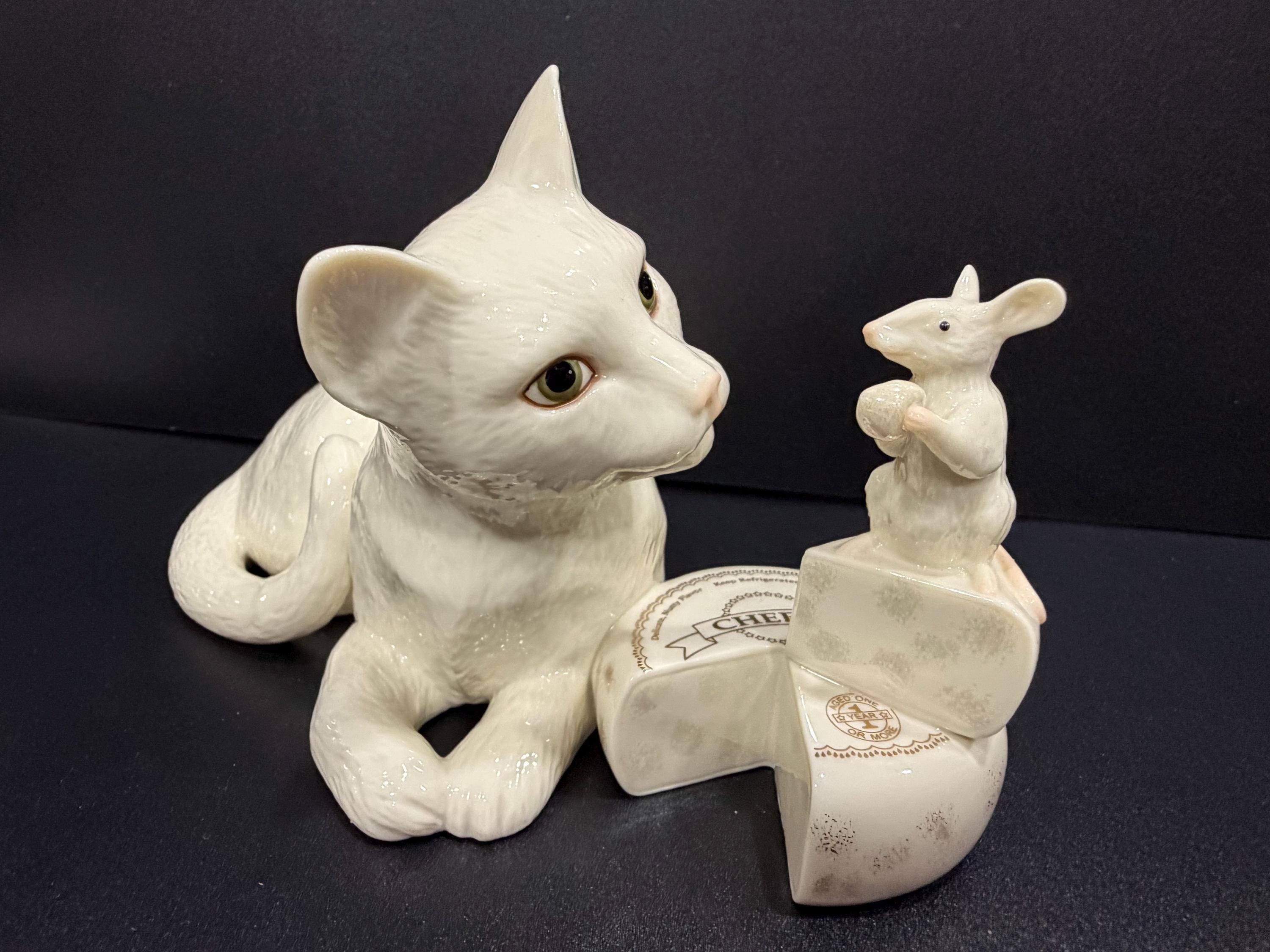 Lenox Making Friends, Cat and Mouse Friend Sitting on Cheese - Etsy