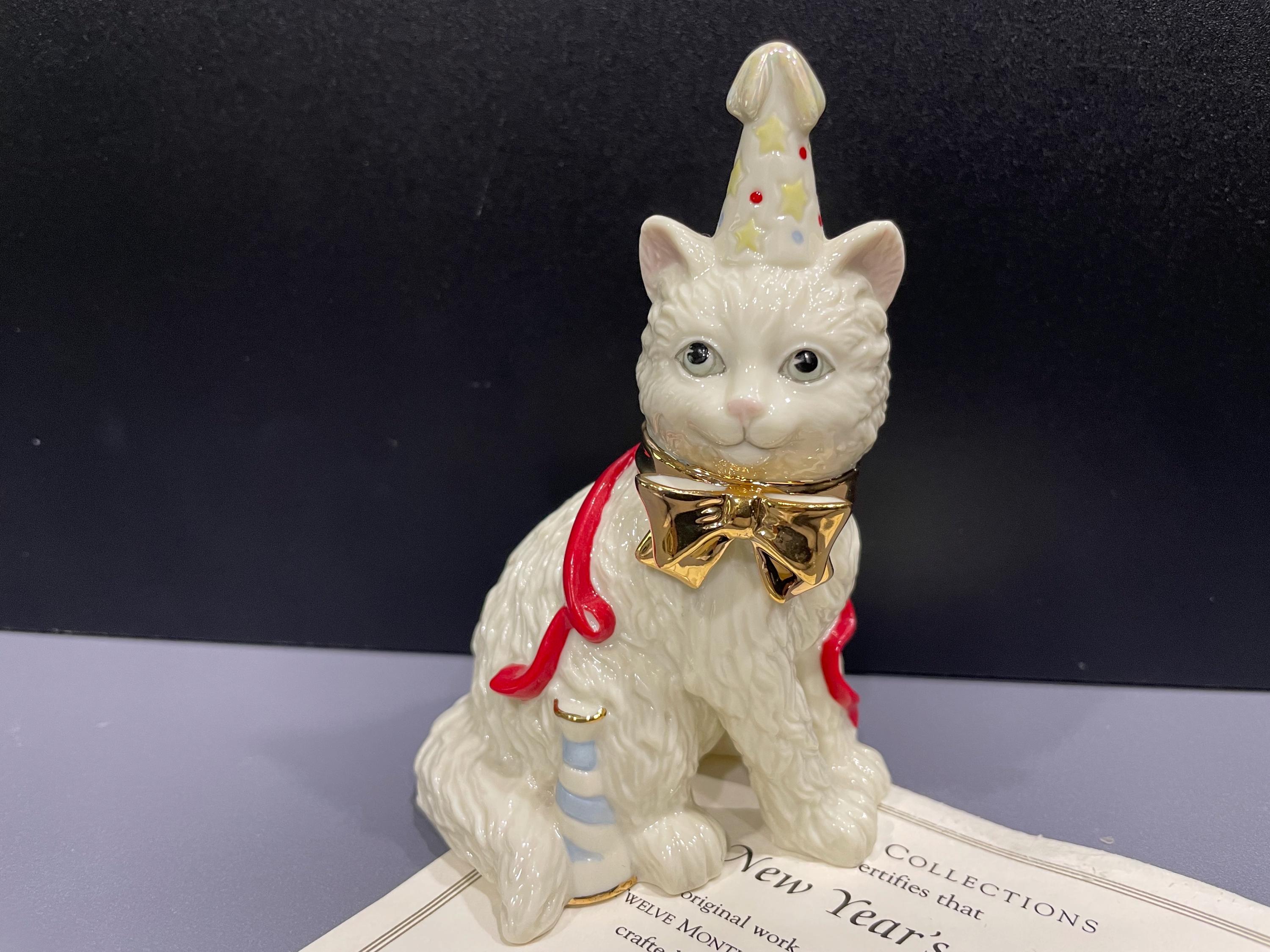 LENOX レノックス 猫 陶器 置物 キャット 24K ハンドペイント作品 LENOX レノックス 猫 陶器 置物 キャット 24K ハンドペイント