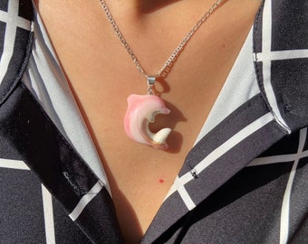 Handmade Pink Snail Dolphins in 925 Sterling Silver