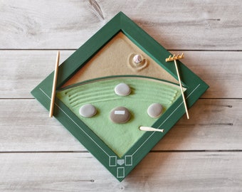 10" x 10" Baseball Mini Zen Garden-Sports Lovers Gift-Includes Sand, Rocks, Raking tools and Bat and Ball-Fun Desktop Toys for Stress Relief