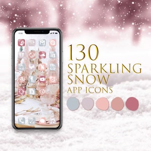 130 Sparkling Snow Theme App Icons Pack | New Year IOS 14 App Icons | Aesthetic Icons | Personalized Widgets | Winter App Icons