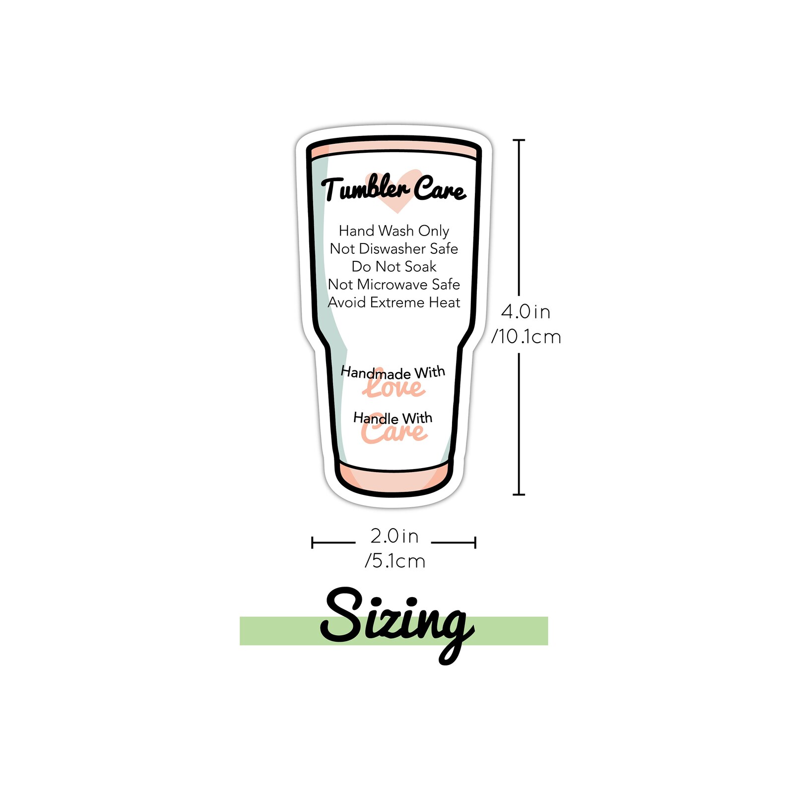 PRINTABLE Tumbler Care Cards Tumbler Washing Instructions Tumbler Care ...