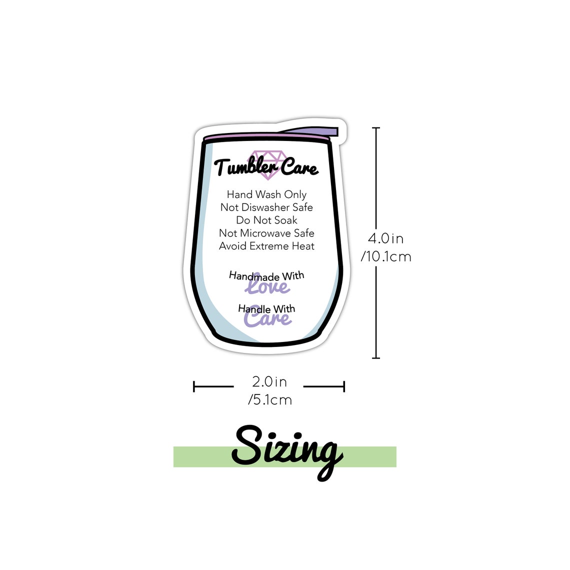 PRINTABLE Wine Tumbler Care Cards Wine Tumbler Care Instructions Wine