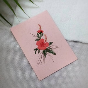 Cartões de ano novo cartões feitos à mão hibisco flor cartão papel quilling 2021 flores de ano novo cartões em branco