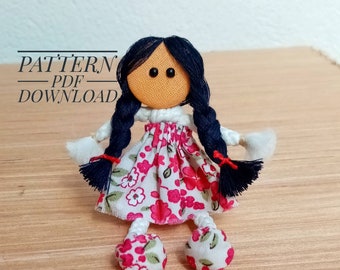 Tiny doll pattern doll tutorial, fabric doll, dollhouse miniature doll, instructions pdf download how to make a tiny doll