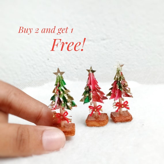 Miniature Christmas tree green mini dollhouse Christmas tree tiny dollhouse  christmas decor tiny Christmas decorations fairy house wholesale