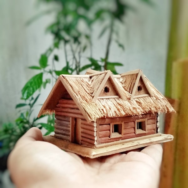 Miniature farm house mini house fairy farm house wooden farm cottage house dollhouse fairy garden realistic farm house tiny farm
