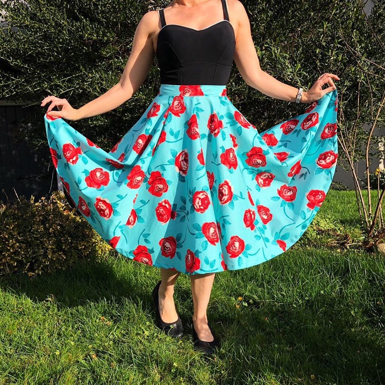 Vintage Retro Full Circle A-Line pleated skirt with 23
