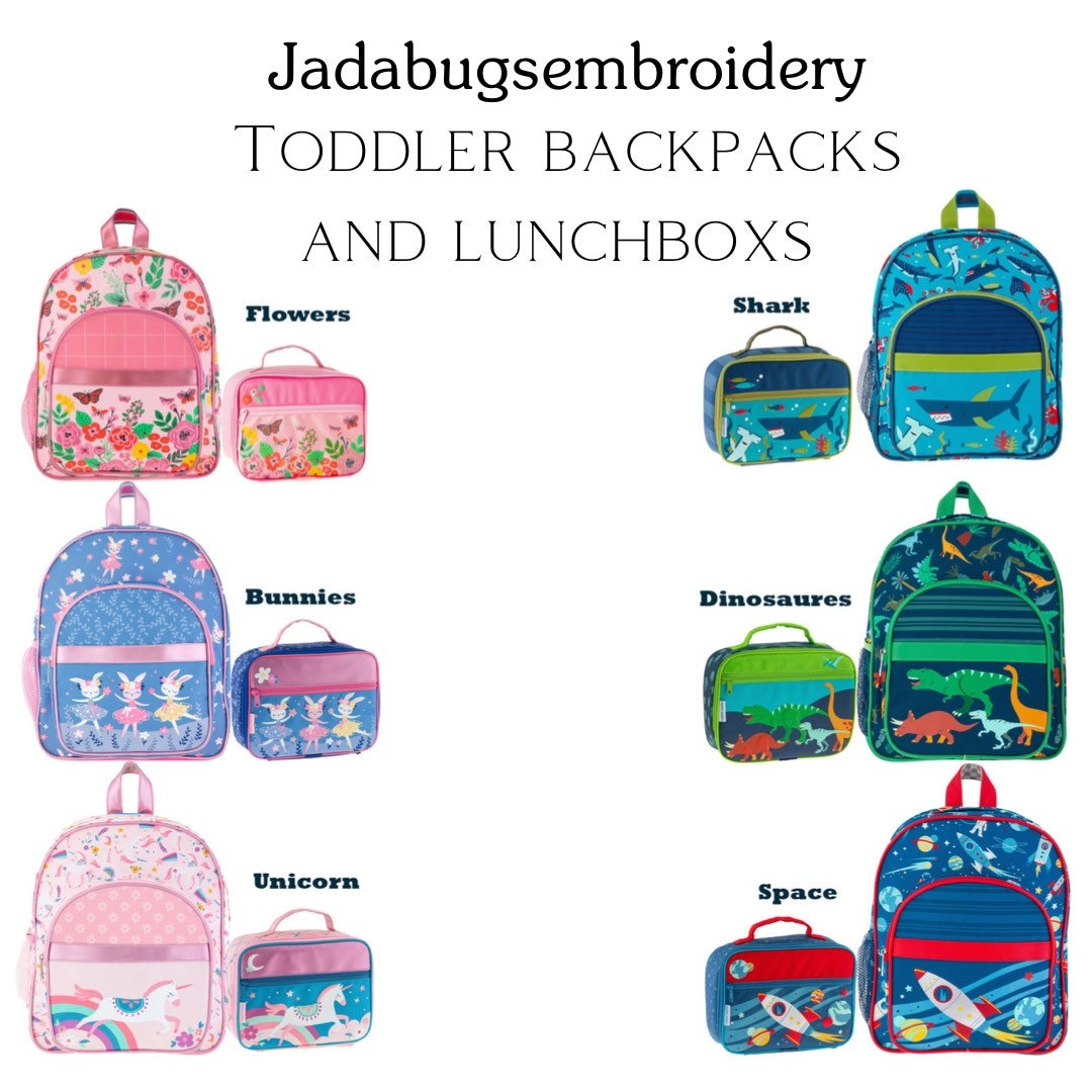 Kids Backpack and Lunchbox Combo. Personalized Embroidered Children's  Backpack and Lunch Box, Space, Dinosaur, Flowers, Unicorn 