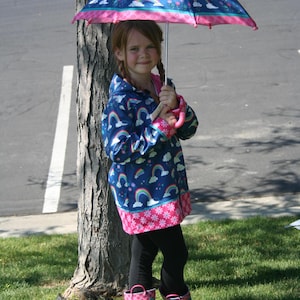 Toddler Rain Jacket, Toddler Rain Boots, and Matching Umbrella: this Stephen Joseph Rain Jacket set comes Monogrammed if you like.