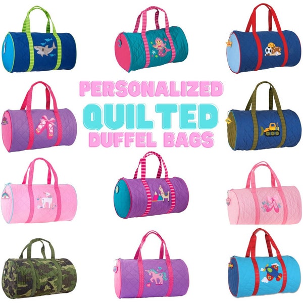 Personalized Kids Duffel Bag, Girls Duffel Bag, Boys Duffel Bag, Custom Kids Duffel, Quilted Duffel Bag, Stephen Joseph, Kids Duffel
