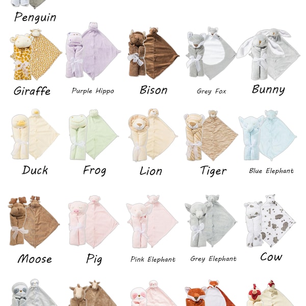 Animal Lovies, Personalized baby blankie, baby lovies, personalized baby lovies, personalized animal lovie