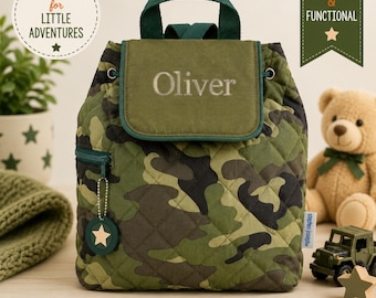 Personalized Camo Toddler Backpack, Embroidered Name Backpack, Camouflage Backpack, Preschool Backpack, Daycare Bag, Military Kids Backpack