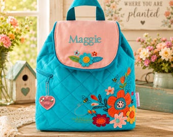 Personalized Floral Toddler Backpack, Embroidered Name Backpack, Flower Backpack Girls, Preschool Backpack, Daycare Bag, Spring Garden Gift