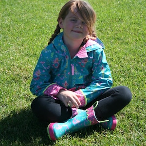 Mermaid Rain Jacket, Little Girls Rain Coat, Personalizable with Embroidery by Stephen Joseph No UMBRELLA