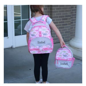 Kids Backpack and Lunch Box Set, Personalized Kids Back Pack, Kids School Bags-girl Dino