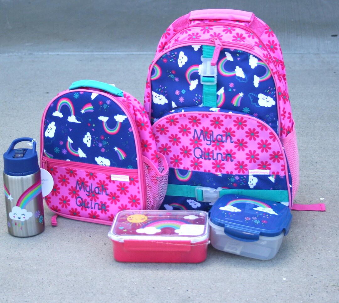 Personalized Kids Backpack and Lunch Box Set, Rainbow School Bags. - Etsy