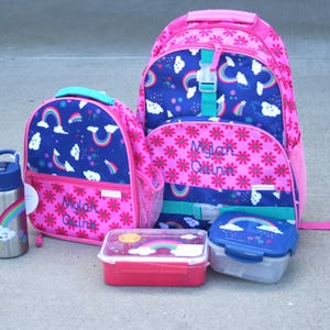 Kids Backpack and Lunch Box Set, Personalized Kids Back Pack, Kids School Bags-girl Rainbow