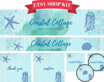 Kit de marca de banner de Etsy. Incluye portadas e imágenes de Etsy personalizables. El mejor marketing de Etsy para tu tienda de Etsy. Plantilla de Canva editable.