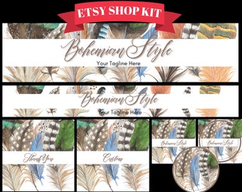 Kit de marca de banner de Etsy. Incluye portadas e imágenes de Etsy personalizables. El mejor marketing de Etsy para tu tienda de Etsy. Plantilla de Canva editable.