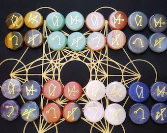 Archangel Sigil Crystal Stone Sets, Engraved Meditation Spiritual Crystals, Metatron Grid Arch Angels Michael Uriel Gabriel Raphael