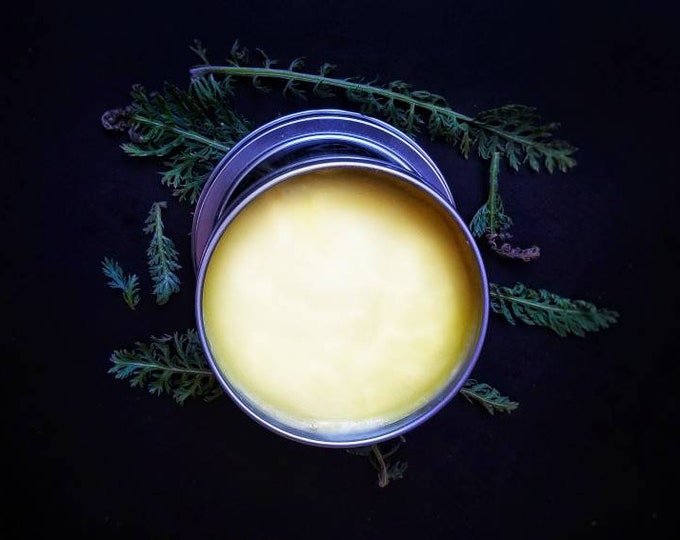 Simply Yarrow Salve, Wildcrafted Achillea millefolium organic herbal balm, ethically created unscented botanically infused handcrafted salve