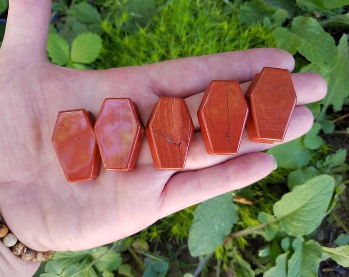 Crystal Coffin Carving Palm Stone Gothcore Decor, goth girl crystals, wire wrapping craft supply, diy witch jewelry supply altar offerings