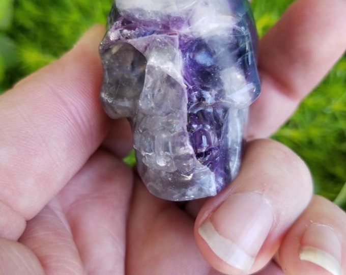 Crystal Skull Carving palm stone, Gothcore Aesthetic Altar Decor, Goth girl crystals, wire wrapping crafts, diy witch jewelry supply