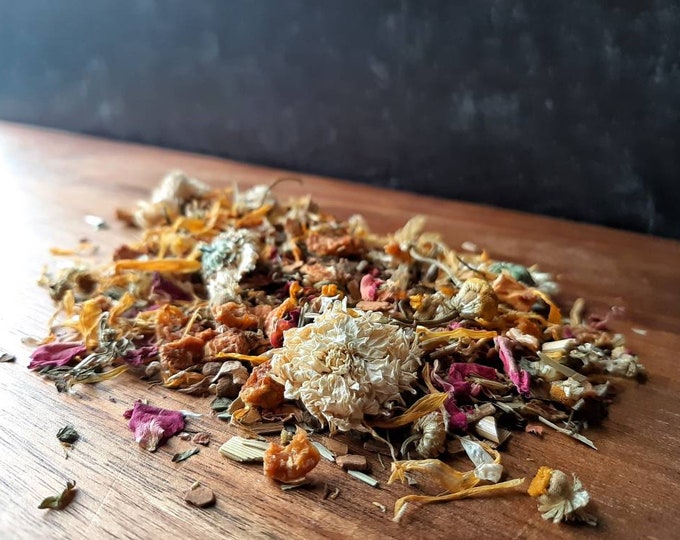 Manifestation Loose Leaf Tea Blend, mood boosting all natural artisan handcrafted wildcraft organic loose leaf herbal tisane